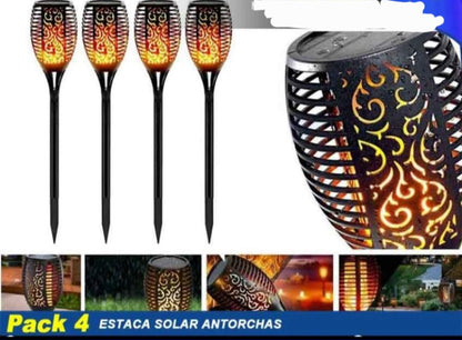 Pack X4 Lampara Solares Luces Antorchas